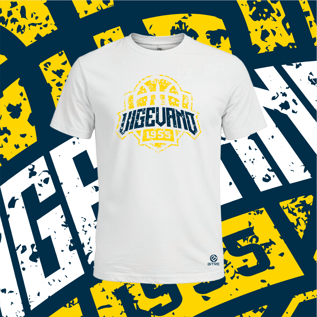 VIGEVANO BASKET t-shirt VINTAGE BIANCA bimbo