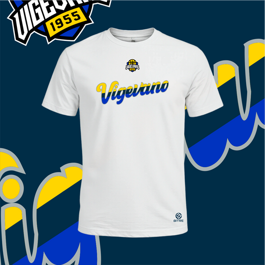 VIGEVANO BASKET t-shirt CORSIVO BIANCA unisex